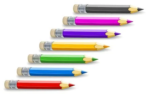 Set of colour pencils for drawing Stock Illustration
