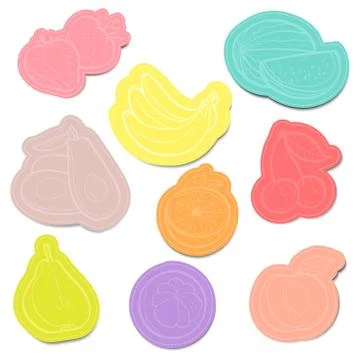 Set of colour sticky note papers fruit with vector Stockillustratie