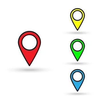 Set of coloured Pointers connected with path vector illustration Illustrazione stock