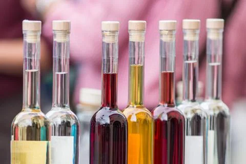 Set of colourful bottles Foto stock