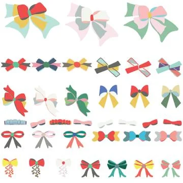 Set of colourful bows on white background. Stock Illustration