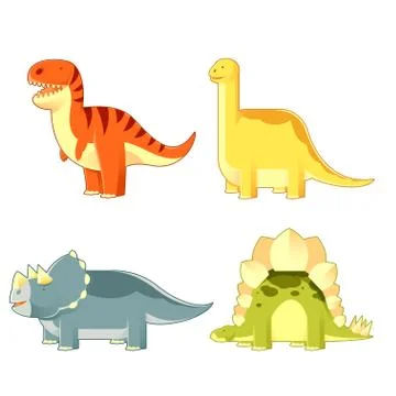 Set of colourful dinosaurs Stock Illustration