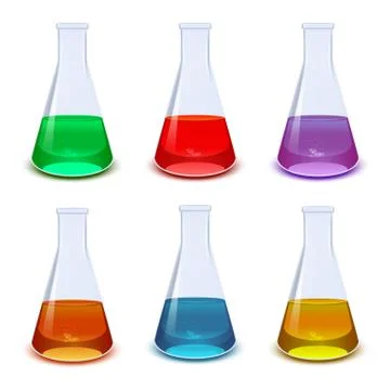 Set of colourful flasks Stock Illustration