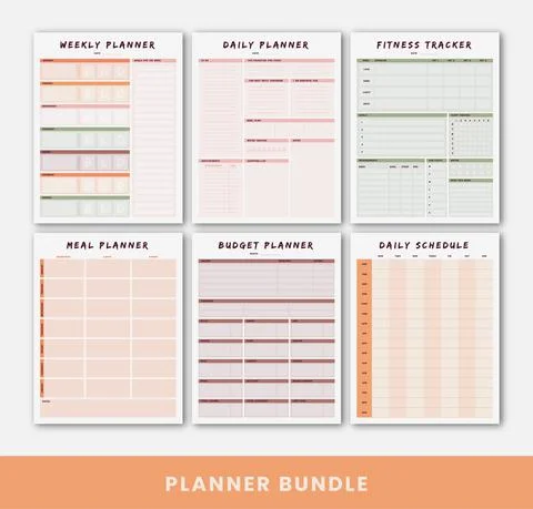 Set of colourful planners Stock Illustration