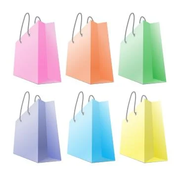 Set of colourful shopping bags isolated on white background Stock Illustration