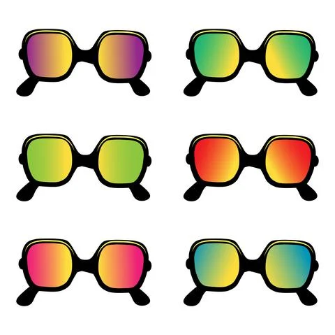 A set of colourful sunglasses in vector 스톡 일러스트