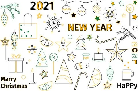 A set of combinable elements for the new year and christmas. Vector 스톡 일러스트