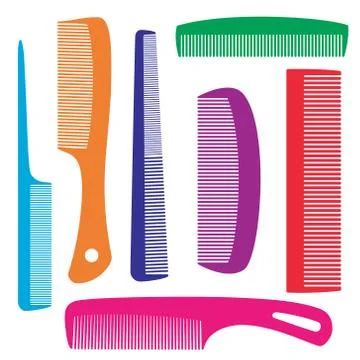 Set of combs for hair. Isolated objects. Vector Image. Stock Illustration