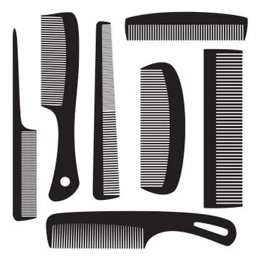 Set of combs for hair. Isolated objects. Vector Image. Stock Illustration