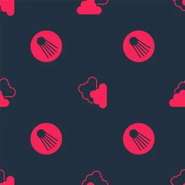 Set Comet and Cloudy weather on seamless pattern. Vector Stock Illustration