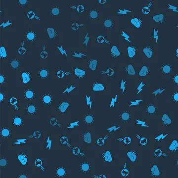 Set Comet falling down fast, Lightning bolt, Sun and cloud and on seamless Illustrazione stock