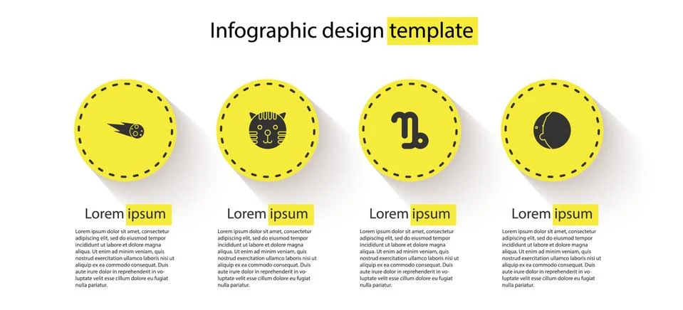 Set Comet falling down fast, Tiger zodiac, Capricorn and Eclipse of the sun Ilustração Stock