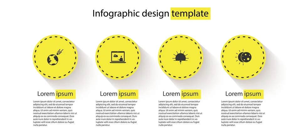 Set Comet falling down fast, Weather forecast, Sunrise and Eclipse of sun. Bu 스톡 일러스트