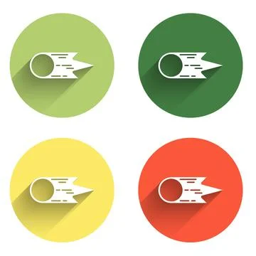 Set Comet falling down fast icon isolated with long shadow background. Colo.. Stock Illustration