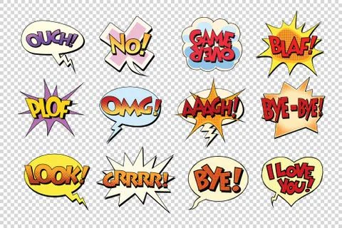 Set comic book bubble stickers Stock Illustration