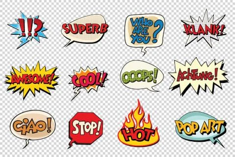 Set comic book bubble stickers Stock Illustration