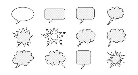 A set of comic book style speech and thought bubbles Stock Illustration