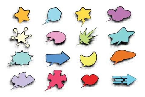 Set comic bubble and arrow Stock Illustration