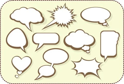 Set of comic bubbles and elements with shadows 스톡 일러스트