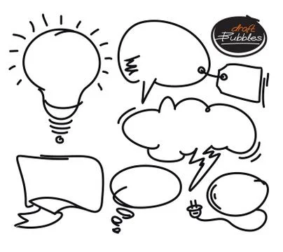 Set of comic bubbles and elements with shadows Stock Illustration