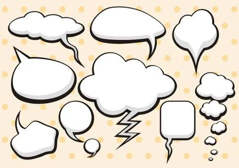 Set of comic bubbles and elements with shadows 스톡 일러스트