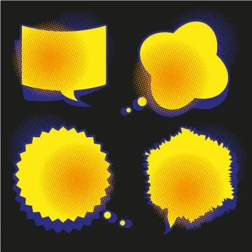A set of comic bubbles with halftone shadows. Stock Illustration