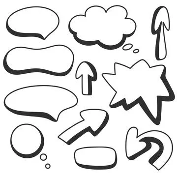 Set comic bubbles for text doodle style イラスト素材