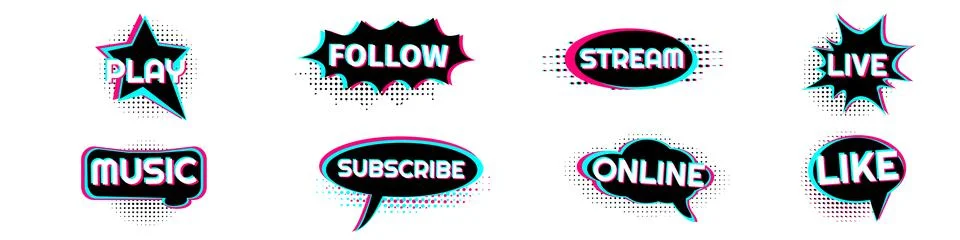 Set of comic bubbles. Vector illustration. Vintage design. Social media style Stockillustratie