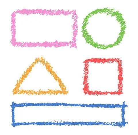Set of comic colorful design elements. Crayon chalk hand drawn frames Illustrazione stock
