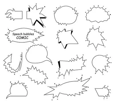 A set of comic empty bubbles and elements. Blank speech bubbles. Vector イラスト素材