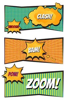 Set of comic page of colorful frames illustration 스톡 일러스트