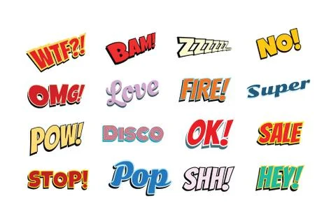Set of comic phrases 스톡 일러스트