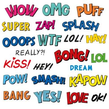 Set of comic sounds. Hand drawn words Stock-Illustration
