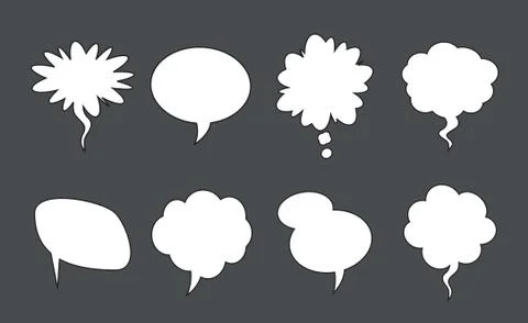 Set of comic speech balloons on grey background. Vector Illustration. 스톡 일러스트
