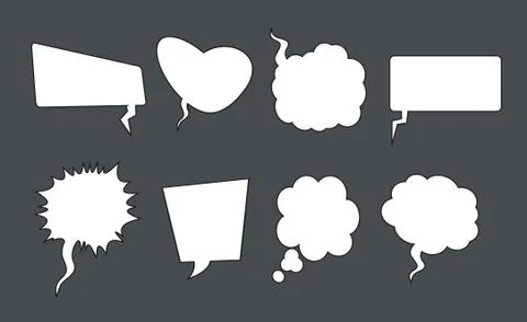 Set of comic speech balloons on grey background. Vector Illustration. Illustrazione stock