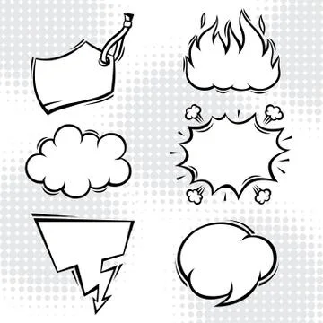Set of comic speech bubbles in cartoon style Stock Illustration