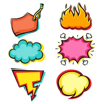 Set of comic speech bubbles in cartoon style Stock Illustration