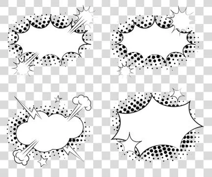 Set Comic speech bubbles with halftone triangles shadows. Vector illustrati.. Stockillustratie