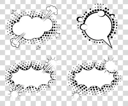 Set Comic speech bubbles with halftone triangles shadows. Vector illustrati.. Stockillustratie