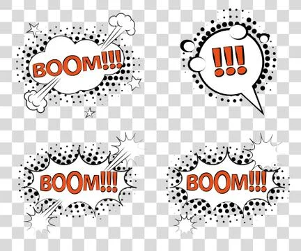 Set Comic speech bubbles with halftone triangles shadows. Vector illustrati.. Stock-Illustration