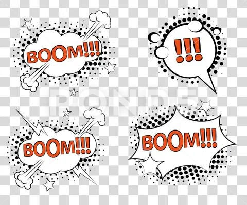 Set Comic speech bubbles with halftone triangles shadows. Vector illustrati.. 库存插图