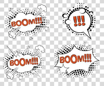 Set Comic speech bubbles with halftone triangles shadows. Vector illustrati.. Stock Illustration