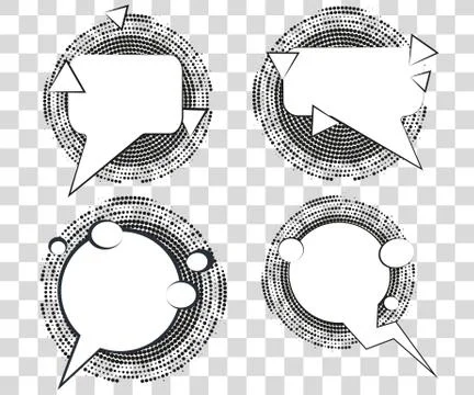 Set Comic speech bubbles with halftone triangles shadows. Vector illustrati.. Illustrazione stock
