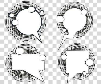 Set Comic speech bubbles with halftone triangles shadows. Vector illustrati.. Illustrazione stock