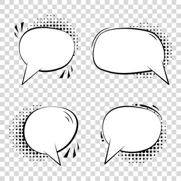 A set of comic speech bubbles. Halftone shadows. Vector Illustrazione stock
