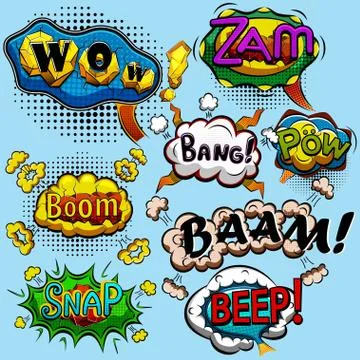 Set of comic speech bubbles Stock Illustration