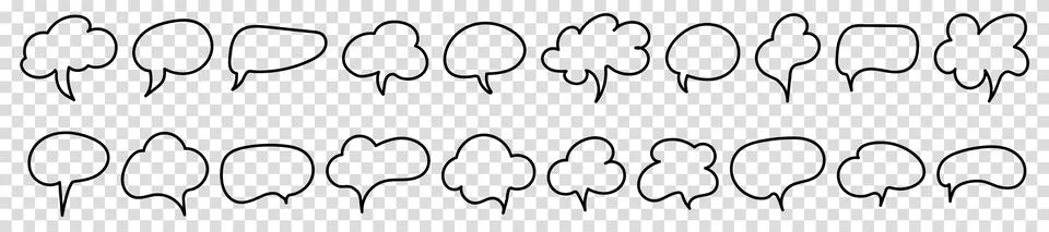 Set of comic speech bubbles on transparent background. Vector illustration. イラスト素材
