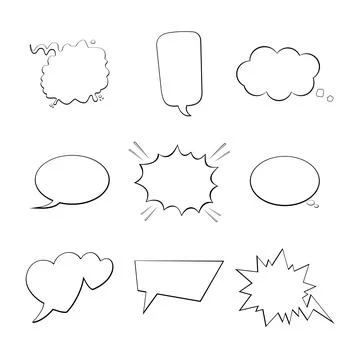 Set of comic speech bubbles in white Stock Illustration