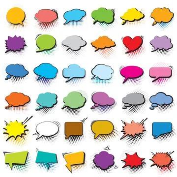 Set of comic speech line bubbles White and black. Vector image, illustration Stock Illustration