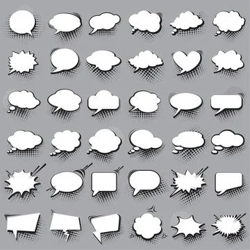 Set of comic speech line bubbles White and black. Vector image, illustration Stock Illustration